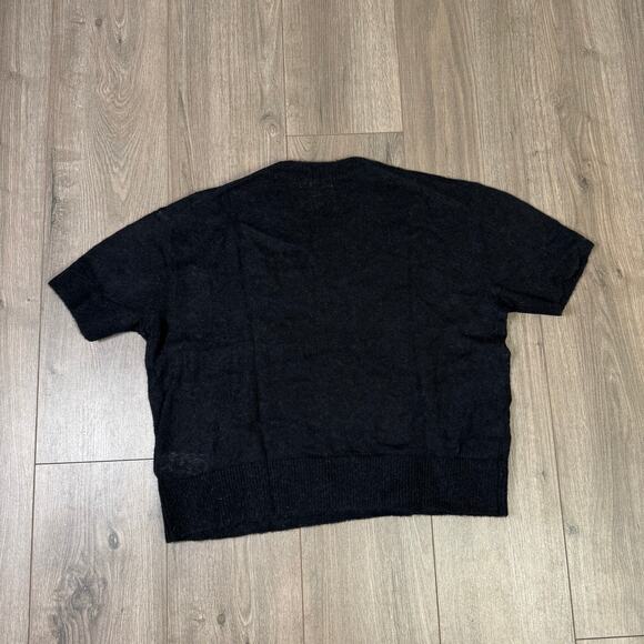 J.Crew Alpaca-Blend Oversized Sweater T-Shirt WMNS M Black Short Sleeve Crewneck - Picture 4 of 6